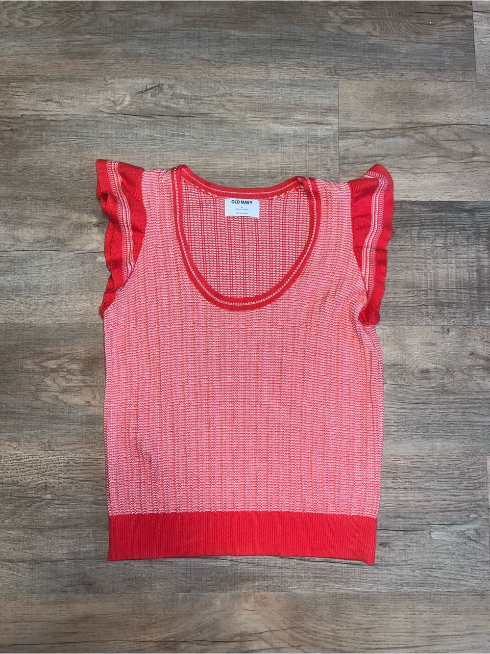 Old Navy Red & White Knit Tank Top Size Medium Like New